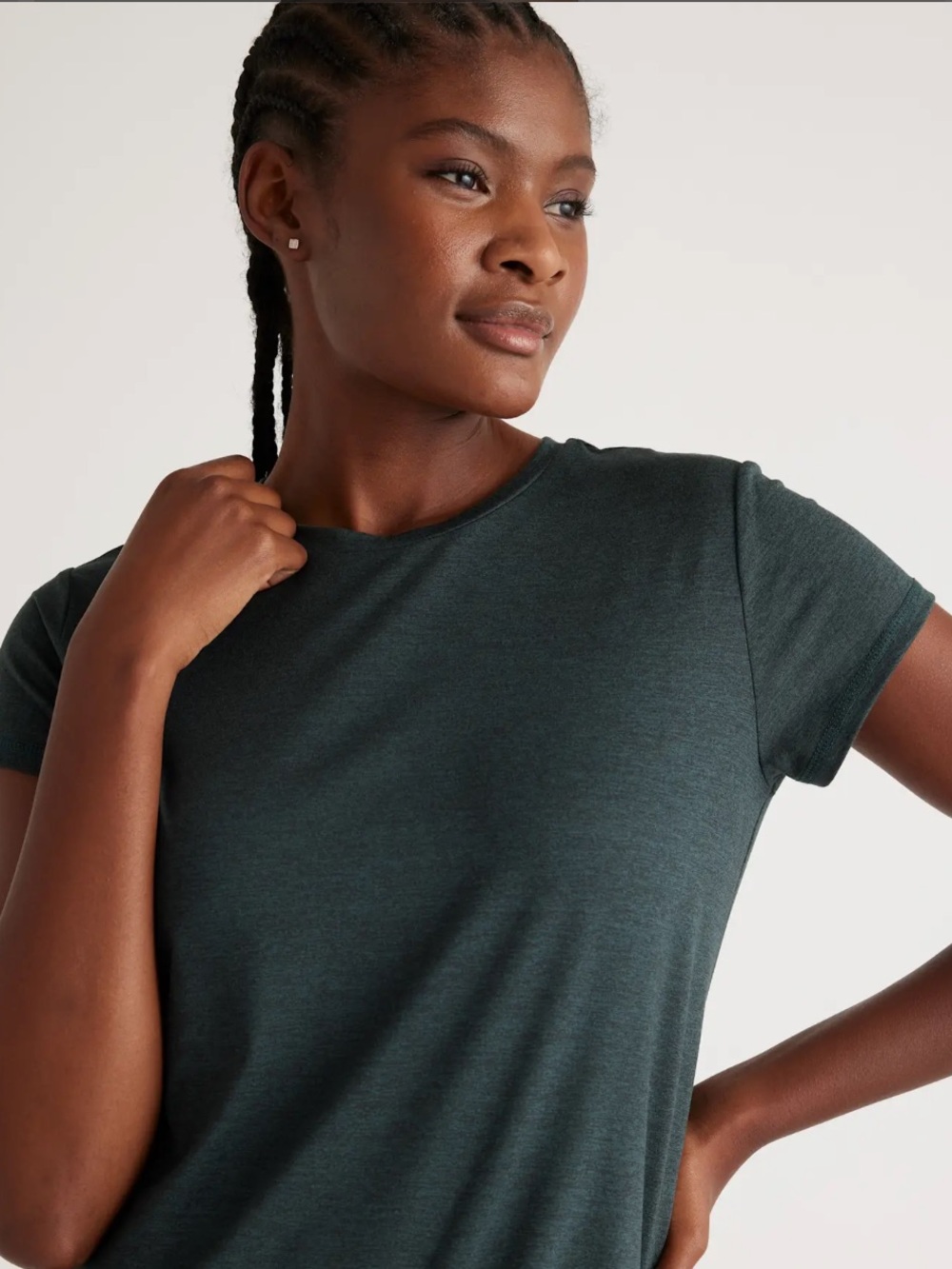 Quince Women’s Flowknit Breeze Performance Tee Size Medium Heather Green